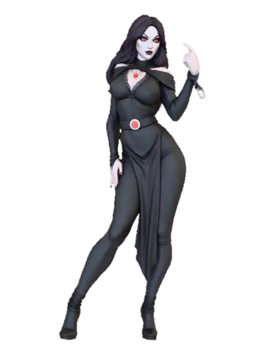 Female Elegant Black Vampire 3D model, vytvořený pomocí AI