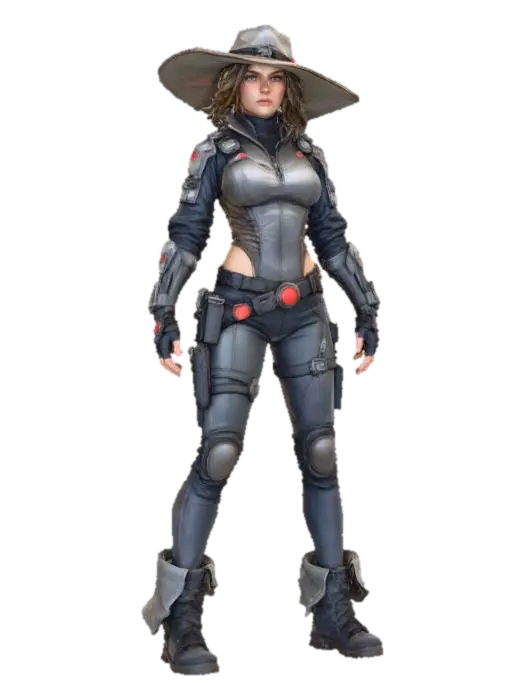 Modello 3D Female Futuristic Adventurer - Explorer, generato dall’IA
