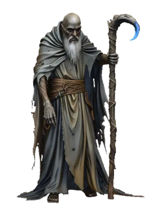 Ancient Old Mage - Enchantment 3D model, vytvořený pomocí AI