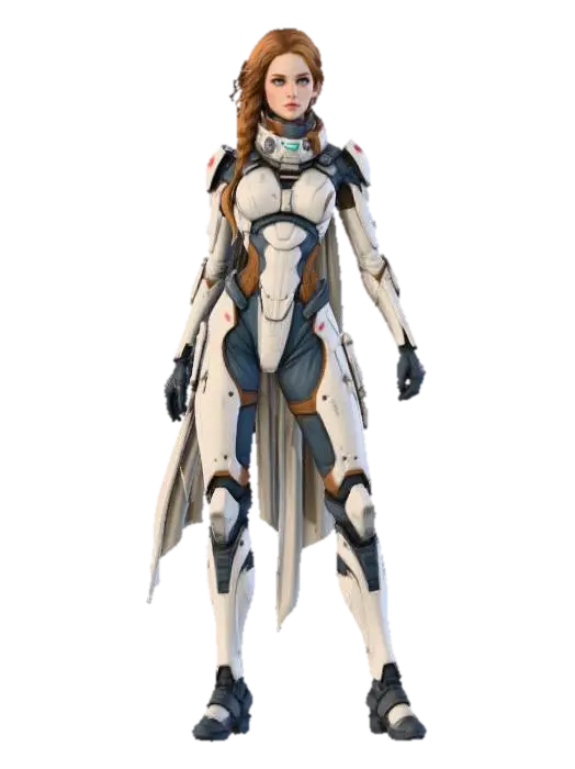 Female Galactic Commnader - Leader 3D model, vytvořený pomocí AI