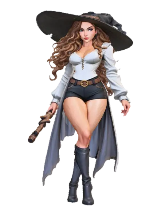 Female Enchanted Modern Sorceress - Enchantment 3D model, vytvořený pomocí AI