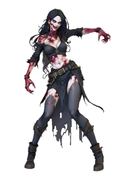 Female Zombie Sorceress - Haunted 3D model, vytvořený pomocí AI