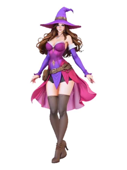 Female Enchantress in Magenta - Portrait 3D model, vytvořený pomocí AI