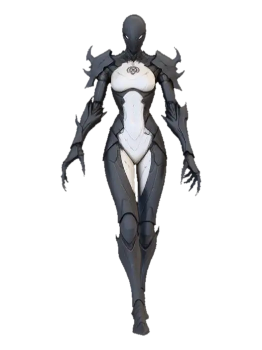 Female Cyber Stalker 3D model, vytvořený pomocí AI