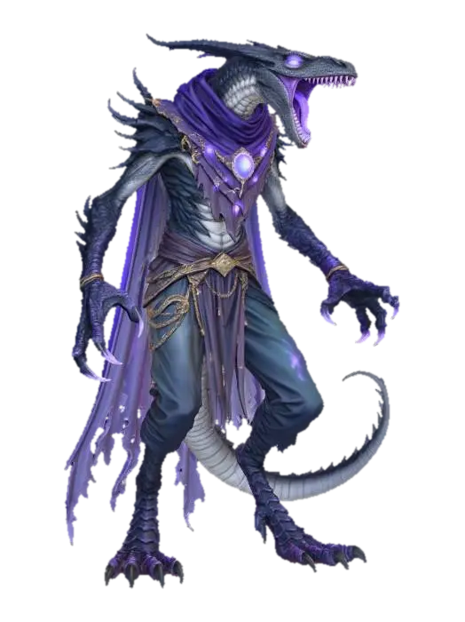 Lizard Shadow Sorcerer 3D model, vytvořený pomocí AI