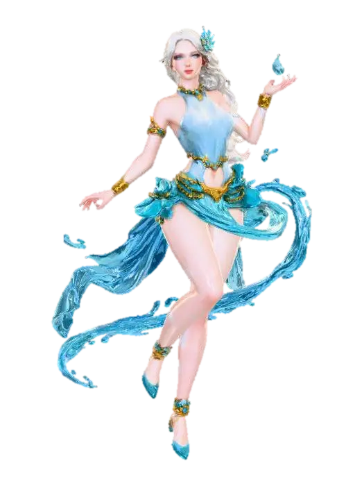 Female Water Dressed - Mood 3D model, vytvořený pomocí AI