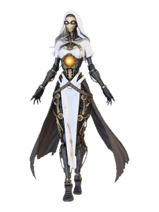 Female Cybernetic Entity - Feminine 3D model, vytvořený pomocí AI