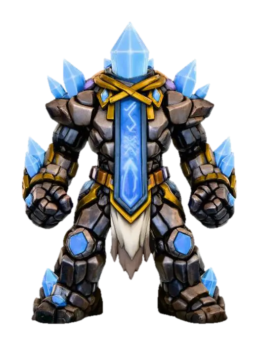 Crystal Golem - Ultra 3D model, vytvořený pomocí AI