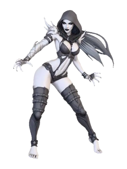 Female Night Cultist - Robe 3D model, vytvořený pomocí AI