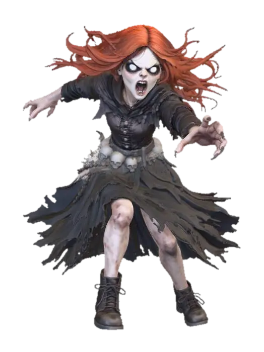 Scary Swamp Witch 3D model, vytvořený pomocí AI