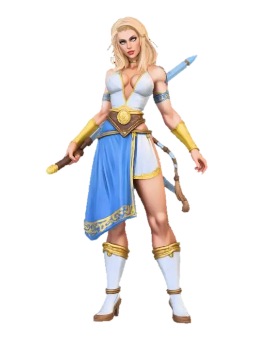 Blonde Elegant Warrior - Kingdom 3D model, vytvořený pomocí AI