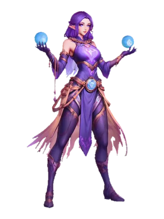 Violet Heart Arcane Sorceress 3D model, vytvořený pomocí AI