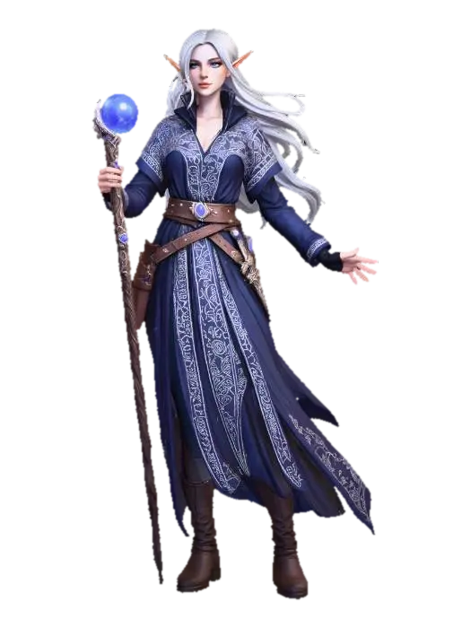 Elven Moonshadow Arcanist - Lunar 3D model, vytvořený pomocí AI