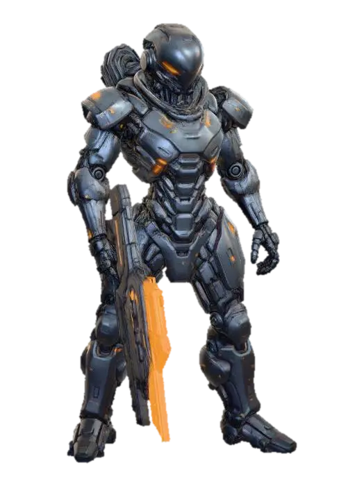 Cyber Emberblade Sentinel - Emotional 3D model, vytvořený pomocí AI