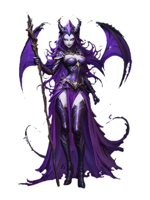 Woman Demonic Mage Amethyst 3D model, vytvořený pomocí AI