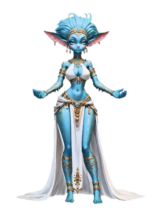 Woman Blue Shaman - Elder 3D model, vytvořený pomocí AI