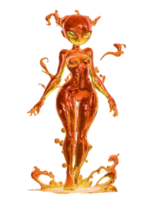 Magma Fluid Woman - Skin 3D model, vytvořený pomocí AI