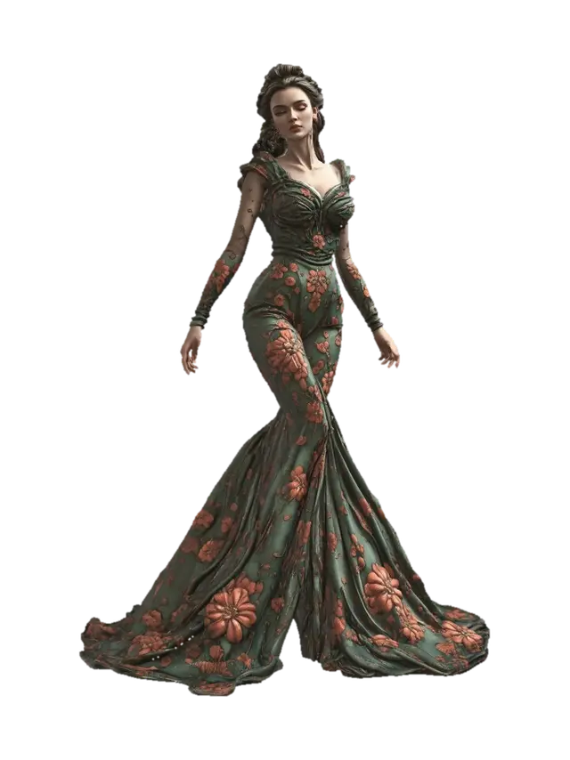 3D model for Emerald Blossom Gown