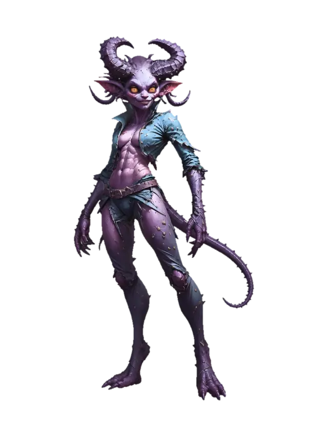 Violet Infernal Demoness - Fiend 3D model, vytvořený pomocí AI