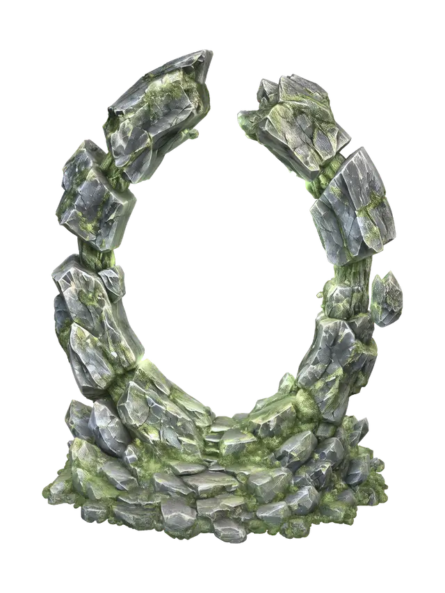 Verdant Stone Portal - Gate-3D-modell, genererad av AI