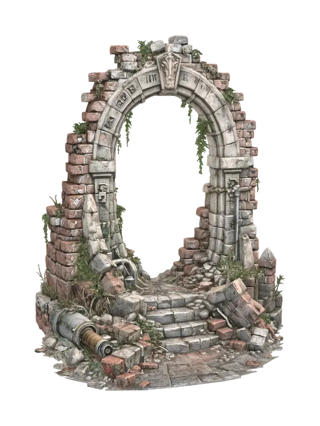 Archway of Ruin - Ruined 3D model, vytvořený pomocí AI