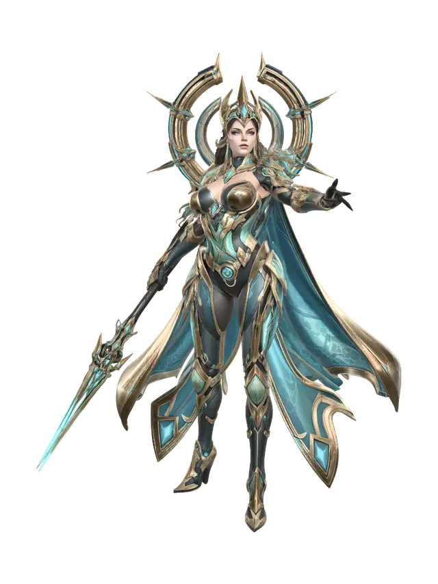 Celestial Queen of the Sapphire Forge 3D model, vytvořený pomocí AI