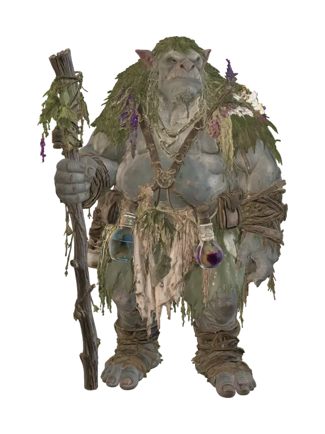 Grovebound Ogre Shaman - Fantasycreature 3D model, vytvořený pomocí AI