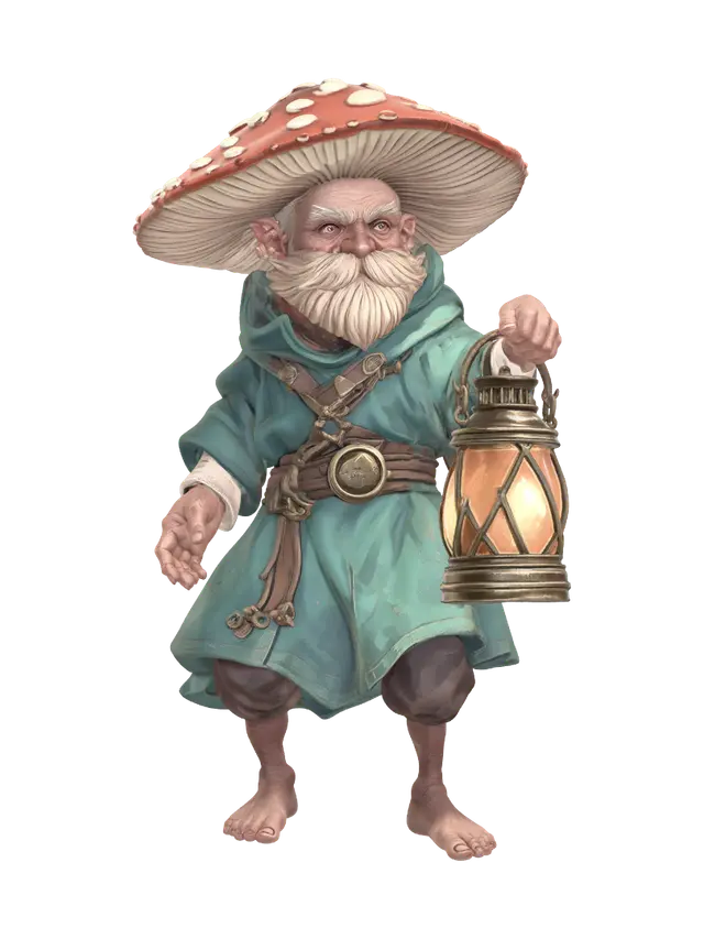 Lantern Keeper of the Mushroom Cap 3D model, vytvořený pomocí AI