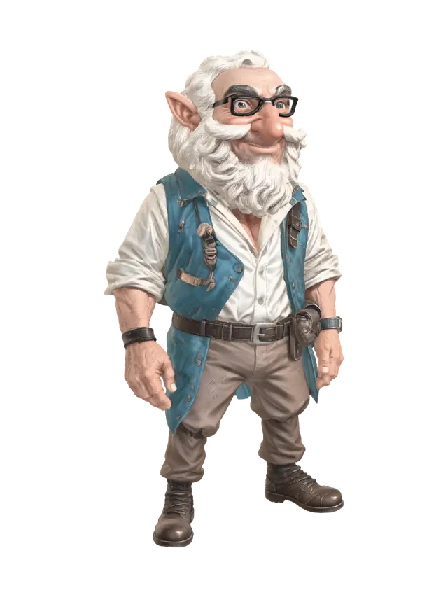 Trailbound Gnome 3D model, vytvořený pomocí AI