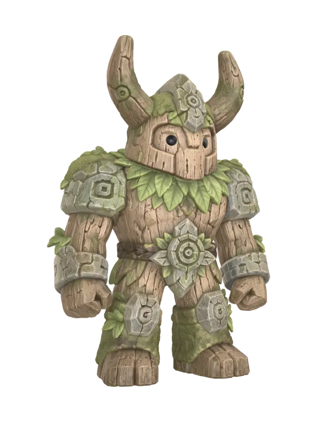 Modelo 3D de Wooden Warrior - Mossy, generado por IA