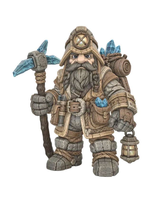 Diamond Miner - Keeper 3D model, vytvořený pomocí AI