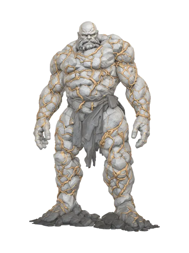 Gilded Stone Titan - Sculpted 3D model, vytvořený pomocí AI