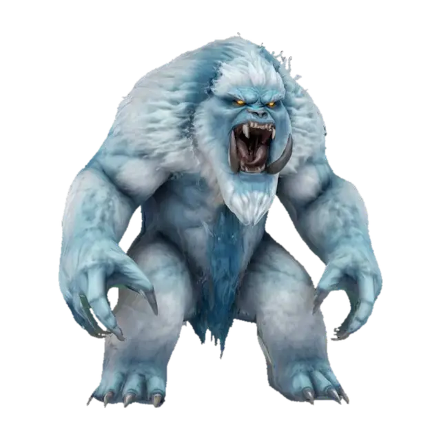 fantasy furious ice yeti, massive stocky body, long fur, massive hands with claws, in… - Furry 3D model, vytvořený pomocí AI
