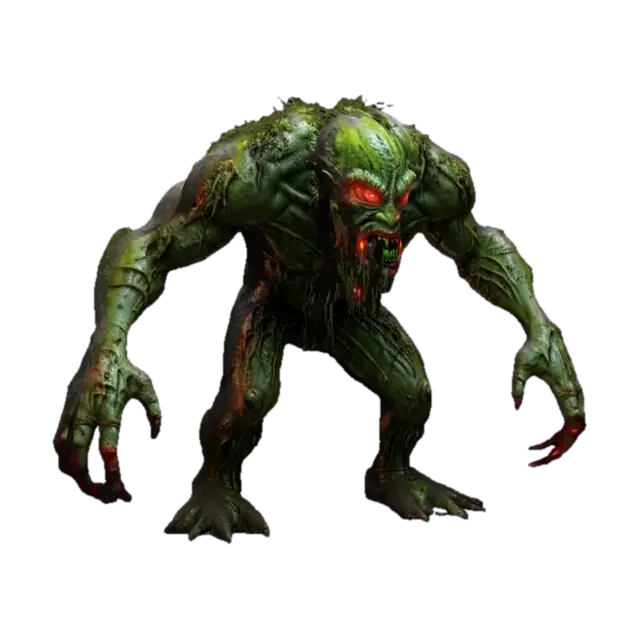 fantasy swamp monster, massive body covered in mud, long arms with long claws, moss… 3D model, vytvořený pomocí AI