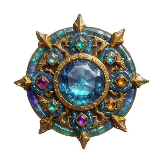 fantasy emblem for precious stone miners, details on the emblem are made of precious… - Amulet 3D model, vytvořený pomocí AI