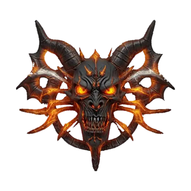 fantasy emblem of a scary demon, the emblem is made of demonic elemental bones,… - Lightning 3D model, vytvořený pomocí AI