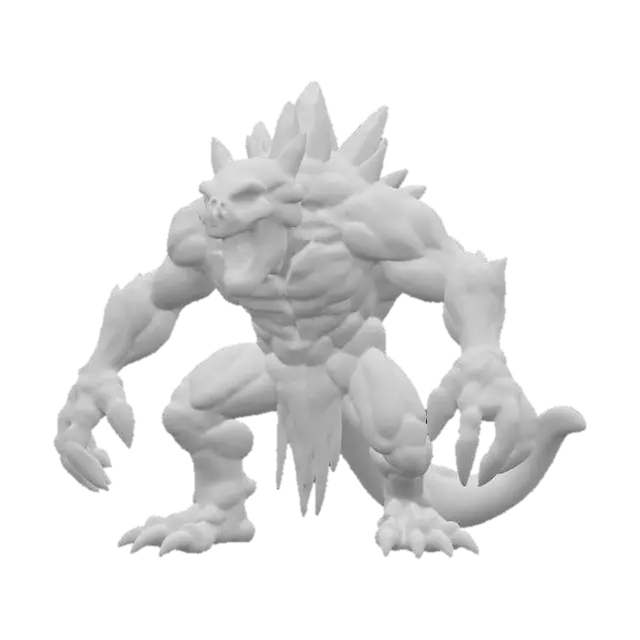 3D model for fantasy monster made of connected stones with energy, massive body made of stones connected by glowing energy, energy shines brightly from the body, large open jaws with teeth made of sharp minerals, massive paws of stones, extremely detailed, high sharp resolution texture, epic stance