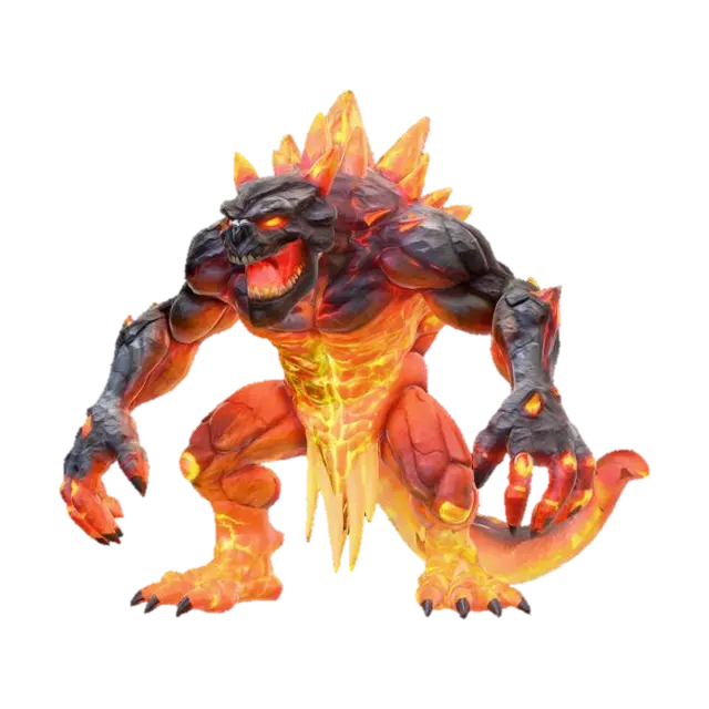 3D model for fantasy monster made of connected stones with energy, massive body made of stones connected by glowing energy, energy shines brightly from the body, large open jaws with teeth made of sharp minerals, massive paws of stones, extremely detailed, high sharp resolution texture, epic stance