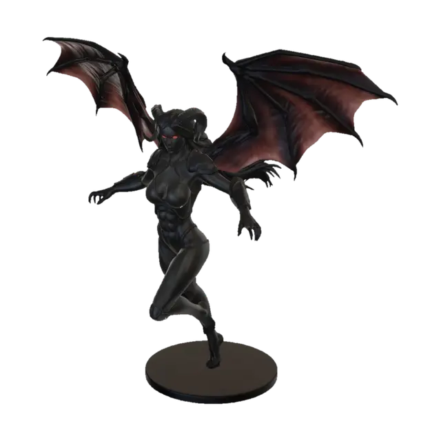 simple model of sexy woman demon, easy to 3d print in action pose - Devils 3D model, vytvořený pomocí AI