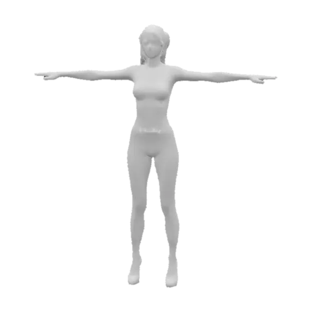 3D model for a woman with blonde hair in ponytails doing t posing wearing a fitted light blue turtleneck and white trousers also with red high heels, the texture was High Definition and hyper realistic style