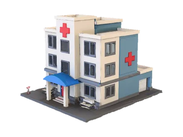 Hospital Model - Healthcare 3D model, vytvořený pomocí AI