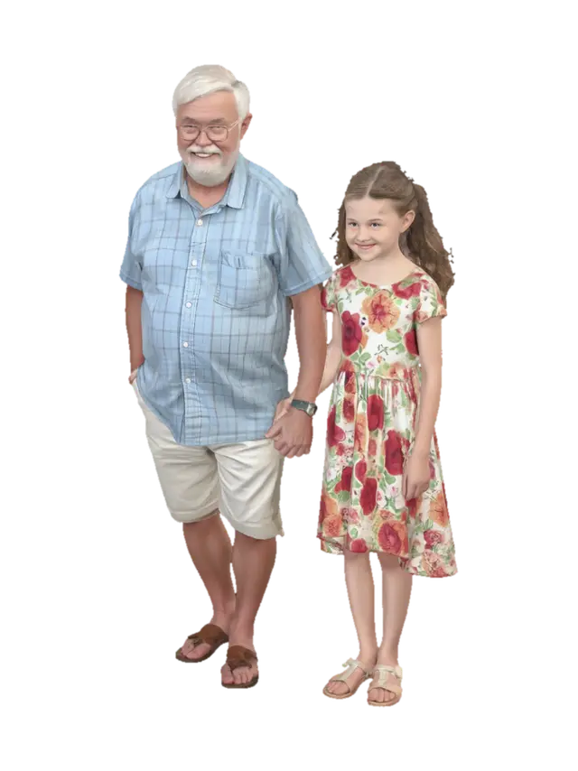 caucasian people. real body proportions. not oversized head. photorealistic.… - Summertime 3D model, vytvořený pomocí AI