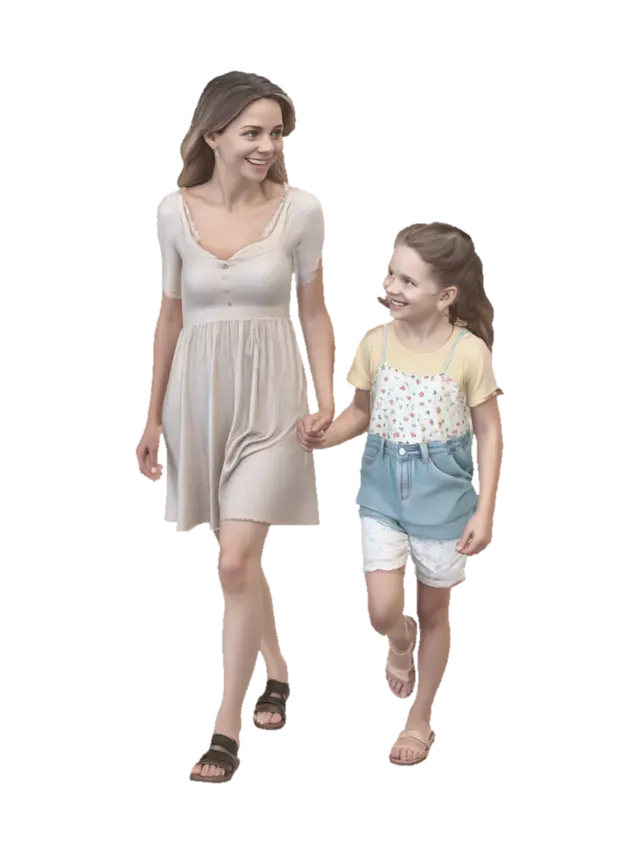 caucasian people. real body proportions. not oversized head. photorealistic. ambient… - Mother 3D model, vytvořený pomocí AI