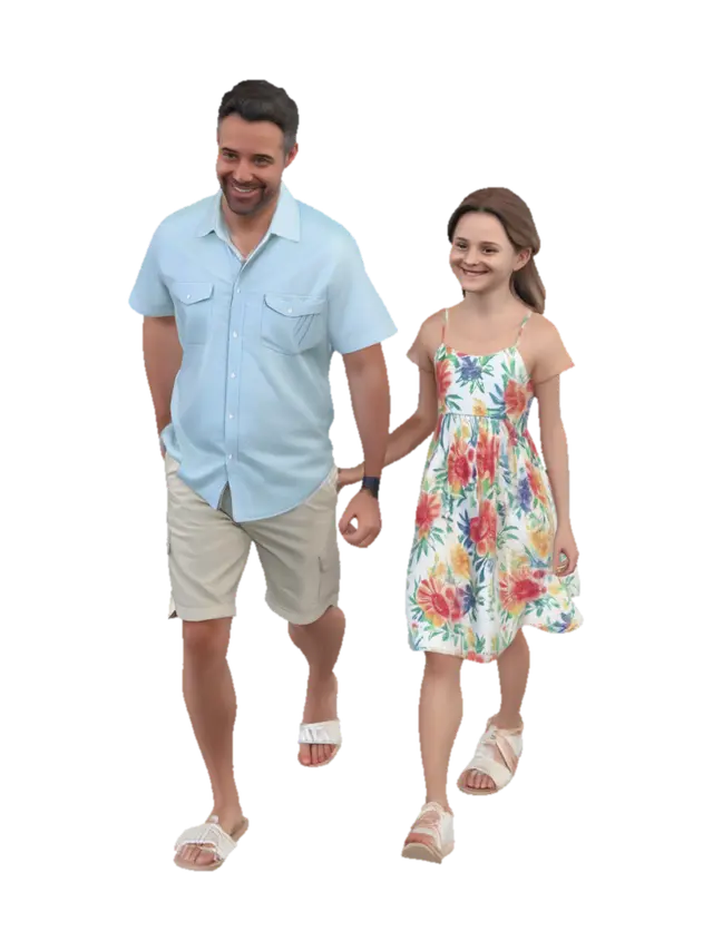 caucasian people. real body proportions. not oversized head. photorealistic.… - Daughter 3D model, vytvořený pomocí AI