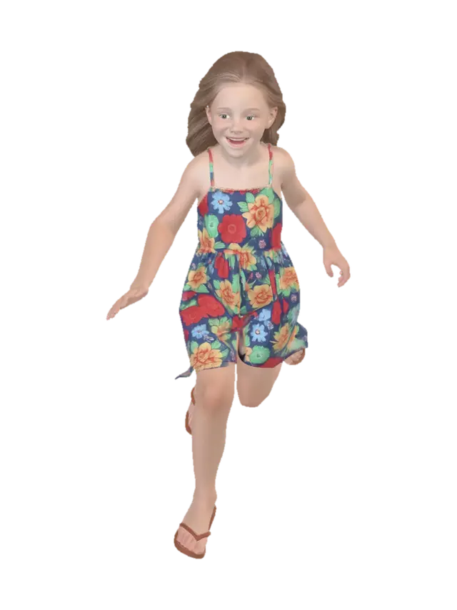 caucasian people. real body proportions. not oversized head. photorealistic.… - Summertime 3D model, vytvořený pomocí AI