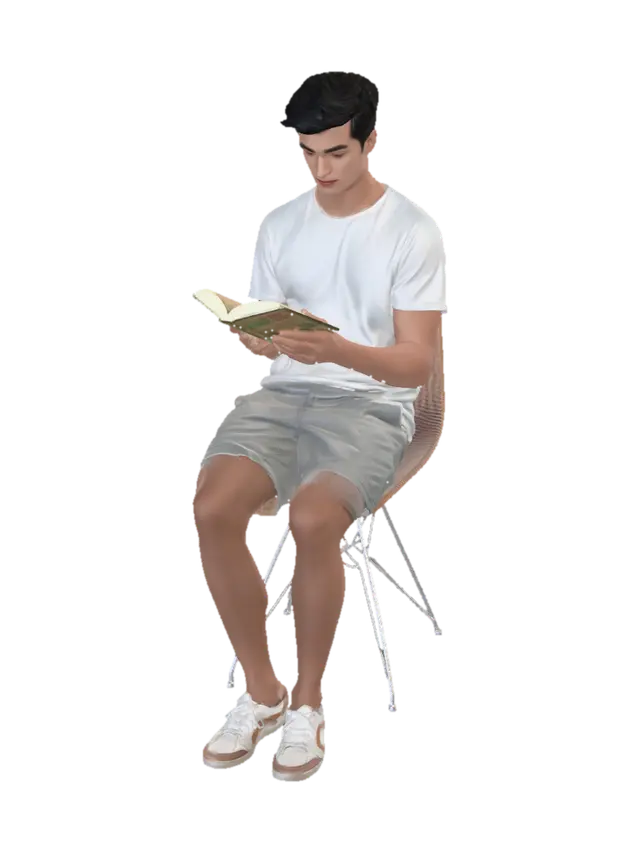 caucasian people. real body proportions. not oversized head. photorealistic.… - Summertime 3D model, vytvořený pomocí AI