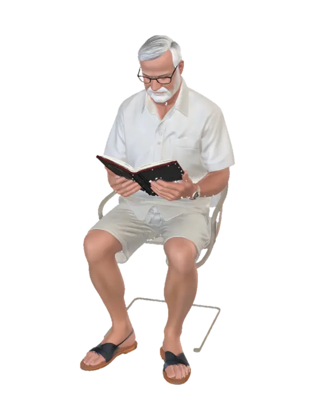 caucasian people. real body proportions. not oversized head. photorealistic.… - Summertime 3D model, vytvořený pomocí AI