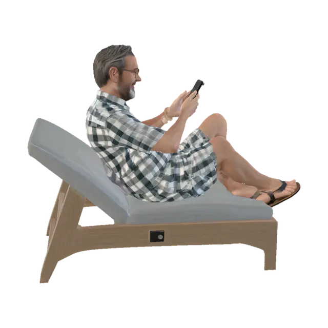 caucasian people. real body proportions. not oversized head. photorealistic.… - Sunbathing-3D-modell, genererad av AI