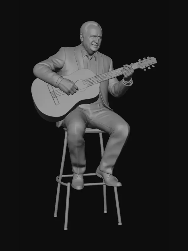 3D model for Guitarist on a Stool
