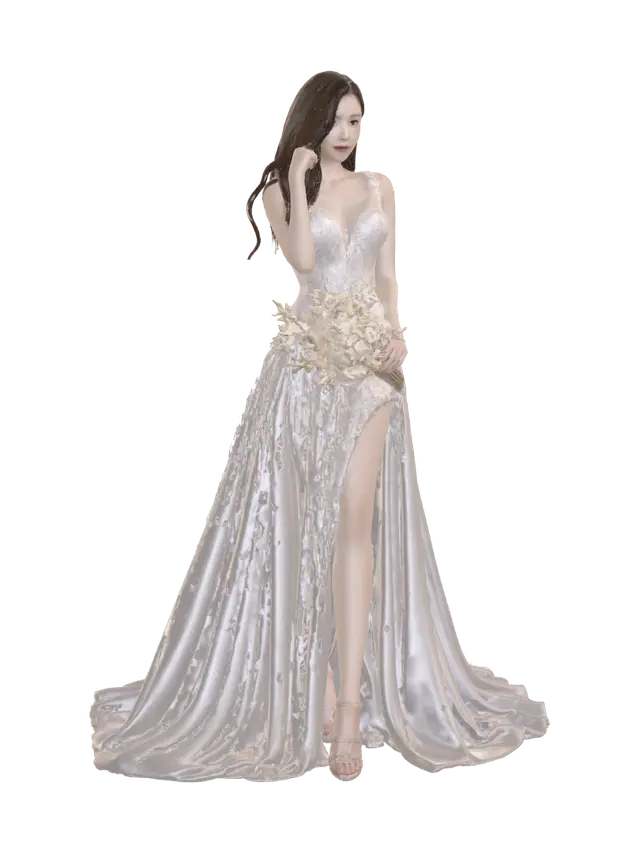 Ethereal Lace Bride 3D model, vytvořený pomocí AI